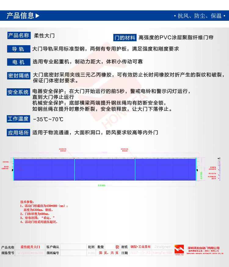 飛機庫柔性特種大門技術參數(shù)說明